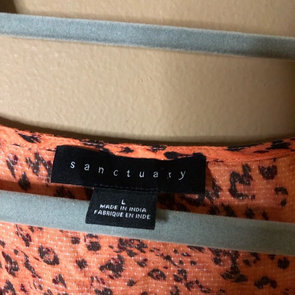 Sanctuary Mila Button Front‎ Leopard Animal Print 3/4 Sleeve Top orange Large - Picture 4 of 6